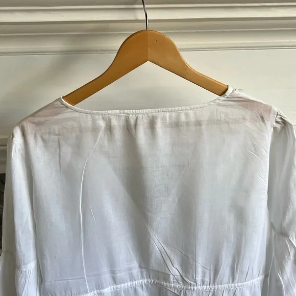 NWOT MICHAEL Michael Kors CRISP WHITE Embroidered LACE V-NECK Cotton BLOUSE L - Picture 10 of 17